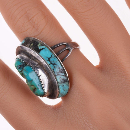 尺寸 8.5 复古美洲原住民纯银和绿松石戒指