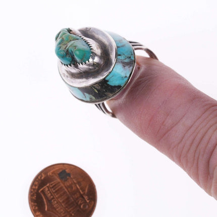 尺寸 8.5 复古美洲原住民纯银和绿松石戒指