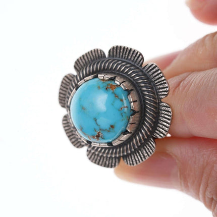 Chris Billie Navajo Contemporary Tufa Cast Sterling turquoise ring