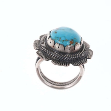 Chris Billie Navajo Contemporary Tufa Cast Sterling turquoise ring