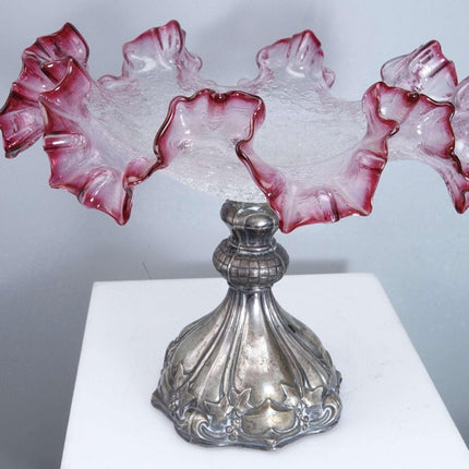 c1890 Bohemian Cranberry Overshot Centerpiece