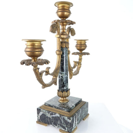 c1880 French Bronze Mounted Green Marble candelabra