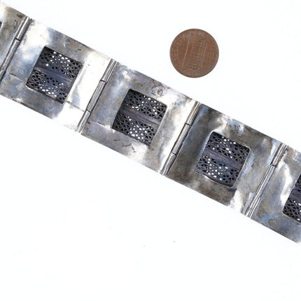 7" antikes türkisches filigranes Armband aus Mittelmeerkoralle, Türkis und Lapislazuli