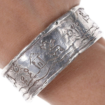 Seltsames, schweres, super cooles brutalistisches Manschettenarmband aus Sterlingsilber