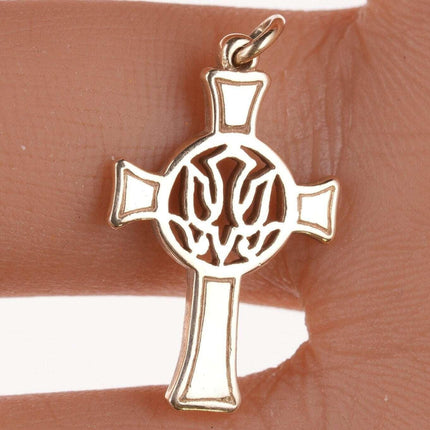 Retired James Avery 14k gold cross with dove pendant