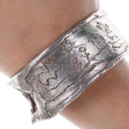 Seltsames, schweres, super cooles brutalistisches Manschettenarmband aus Sterlingsilber