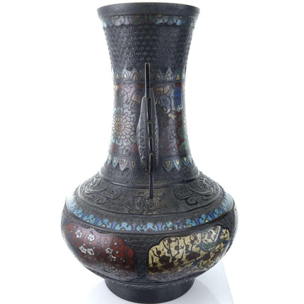 大型 c1900 日本 Chapleve 花瓶 仿古中国风格