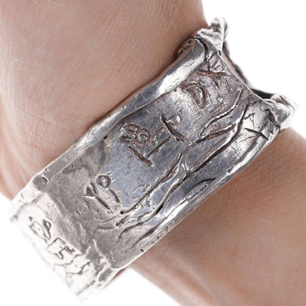 Strange, Heavy, Super cool sterling silver  cuff bracelet