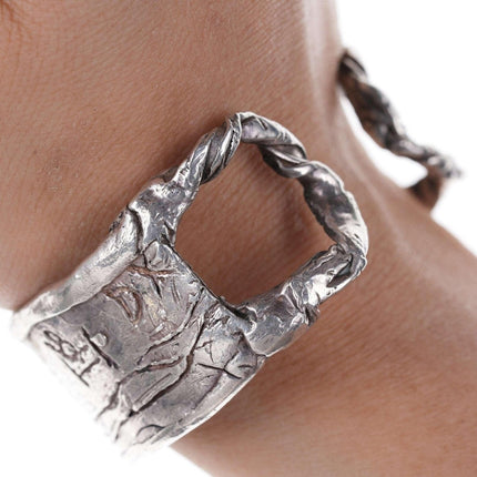 Strange, Heavy, Super cool sterling silver  cuff bracelet