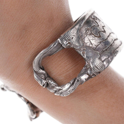 Strange, Heavy, Super cool sterling silver  cuff bracelet