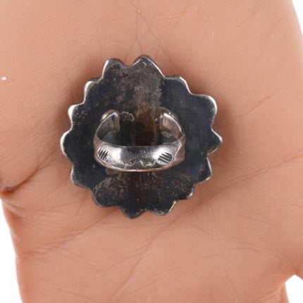 sz6 Vintage Navajo Cluster-Ring aus Silber und Türkis