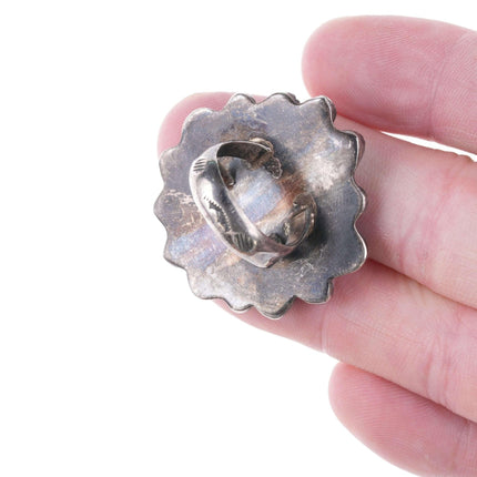 sz6 Vintage Navajo Cluster-Ring aus Silber und Türkis