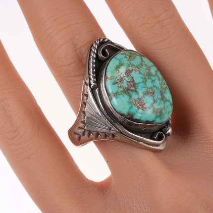 sz13 Vintage Navajo sterling and turquoise ring