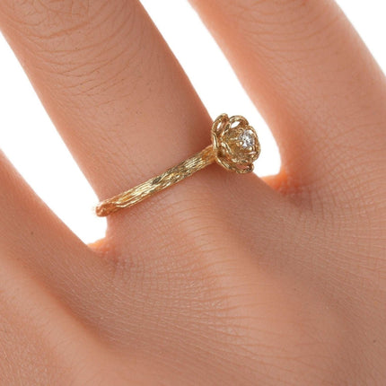 Sz6 Underwood 18k gold and diamond floriform ring