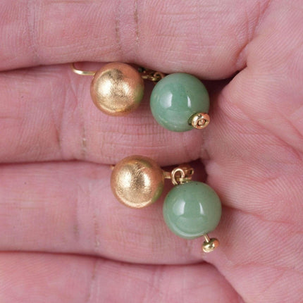 Vintage Jadeit-Ohrringe aus 14 Karat Gold