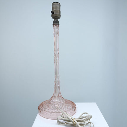 16" Lampe aus rosa geschliffenem Depressionsglas um 1930
