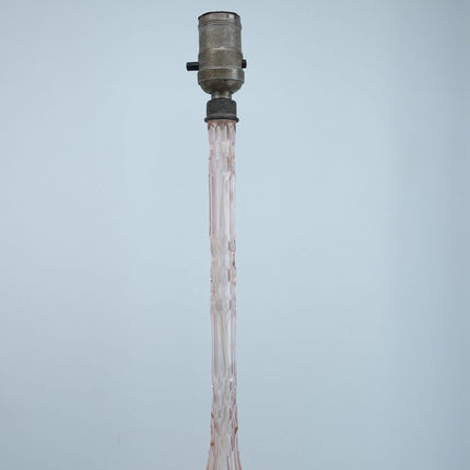 16" Lampe aus rosa geschliffenem Depressionsglas um 1930