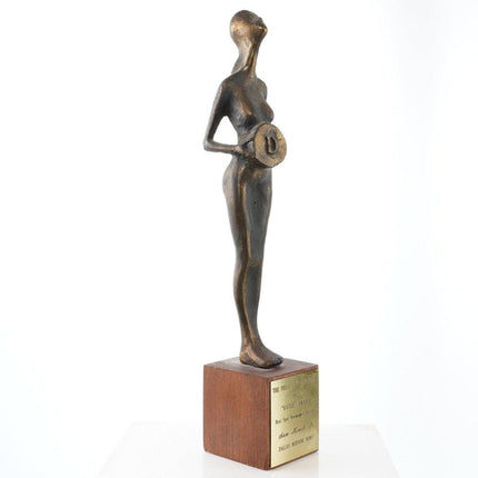 1972 Press Club of Dallas „Katie Award“ Beste Spot-Zeitungsberichterstattung Sam Kinch Jr. Dallas Morning News Modernistische Bronzeskulptur