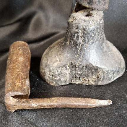 18th Century Spiraled Iron Candlestick and a 1700's Iron Wall Candle Spike