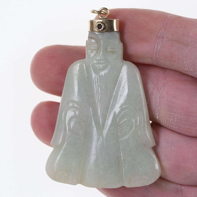 Vintage Chinese 14k Jadeite Pendant