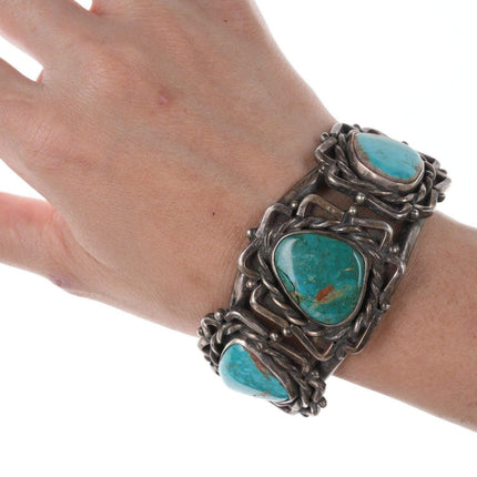 40's-50's Navajo Silver bracelet with turquoise