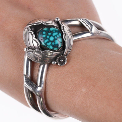 6 3/8" Loren Thomas Begay Navajo Sterling und hochwertiges Spinnennetz-Türkis-Armband