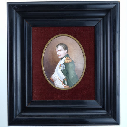 c1870 Napoleon Porcelain Plaque Hand Painted in shadowbox frame