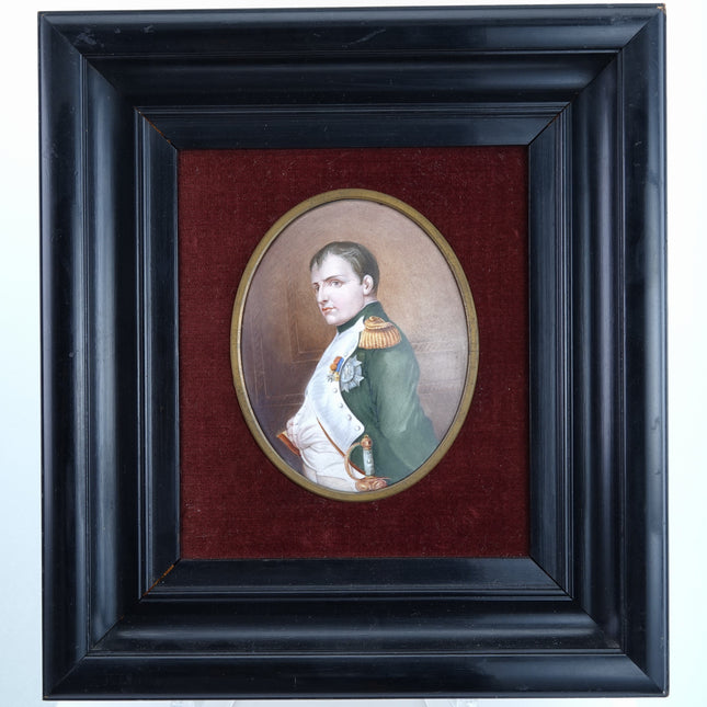 c1870 Napoleon Porcelain Plaque Hand Painted in shadowbox frame