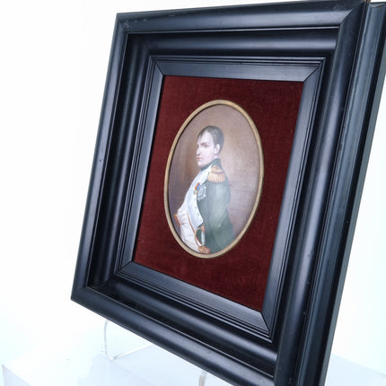 c1870 Napoleon Porcelain Plaque Hand Painted in shadowbox frame