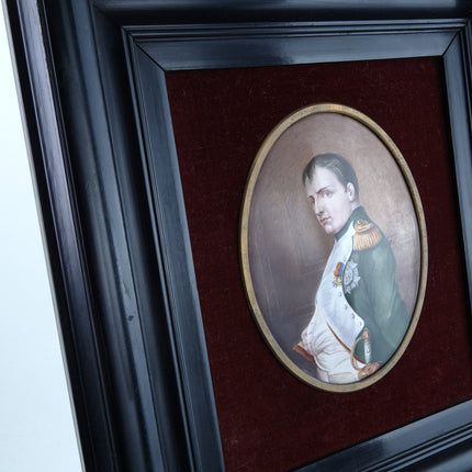 c1870 Napoleon Porcelain Plaque Hand Painted in shadowbox frame