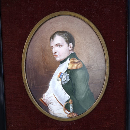 c1870 Napoleon Porcelain Plaque Hand Painted in shadowbox frame