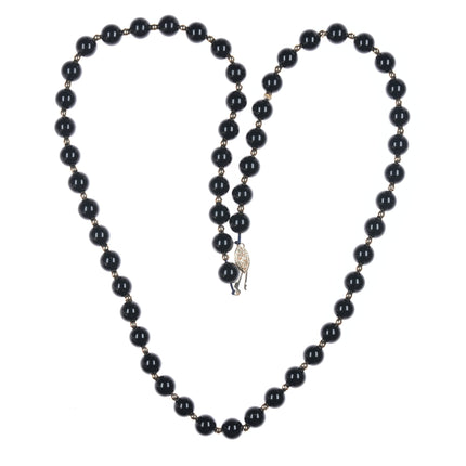 24" 14k Black Jade beaded necklace