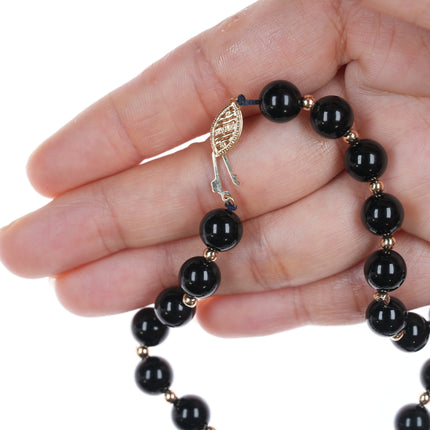 24" 14k Black Jade beaded necklace