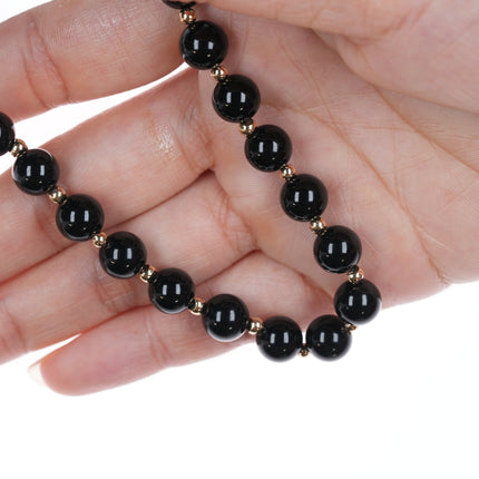 24" 14k Black Jade beaded necklace