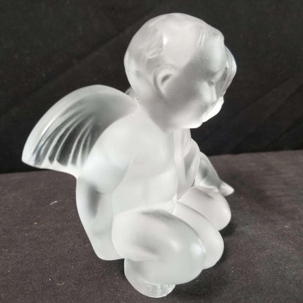 Lalique Twin Angels Figures 4.25" wide x 3.5" tall