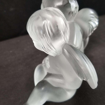 Lalique Twin Angels Figures 4.25" wide x 3.5" tall