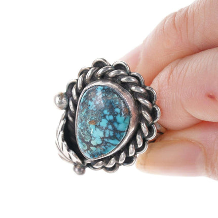 sz7.75 c1960 Navajo High Grade spiderweb turquoise ring