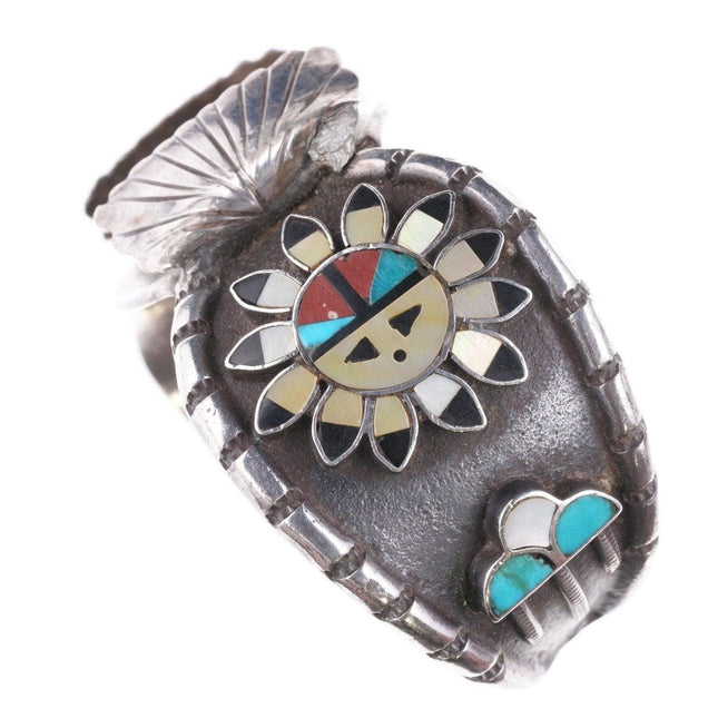 7 7/8" Vintage Zuni Silver channel inlay watch bracelet