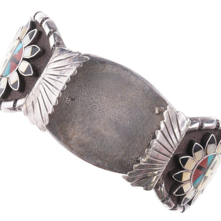 7 7/8" Vintage Zuni Silver channel inlay watch bracelet