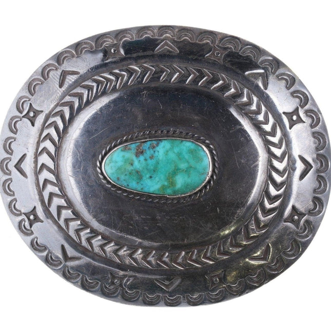 30's-40's Navajo Silver and turquoise belt buckle