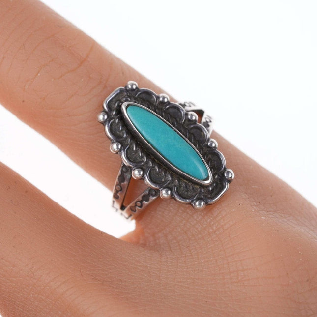 sz5.5 Vintage Fred Harvey Era Native American sterling and turquoise ring