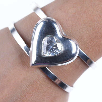 Retro Dulce Mexican Sterling Heart Cuff bracelet