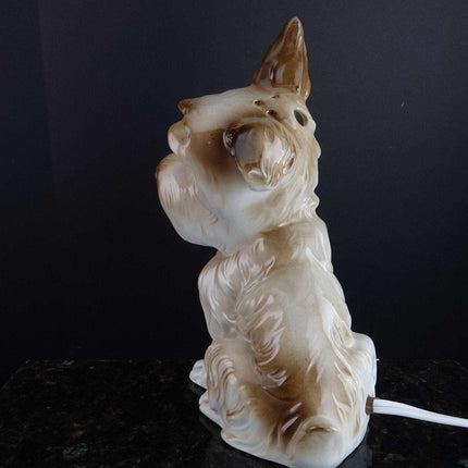 c1930 Karl Scheidig German Porcelain Scottie Dog Perfume Lamp with glass eyes