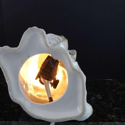 c1930 Karl Scheidig German Porcelain Scottie Dog Perfume Lamp with glass eyes