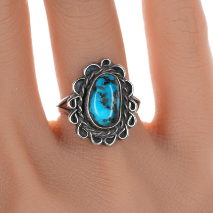 sz6.5 Vintage Navajo-Ring aus Silber und Türkis