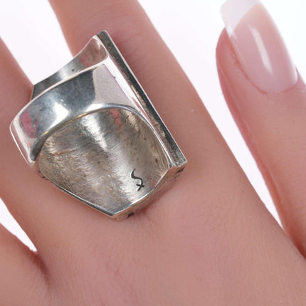 sz11 Vintage Zuni silver channel inlay ring