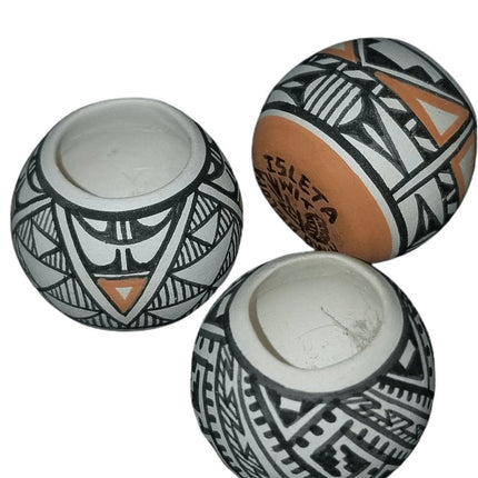 Isleta Pueblo Keramik Kimo DeCora Miniatur-Saatguttöpfe 7/8" (3)