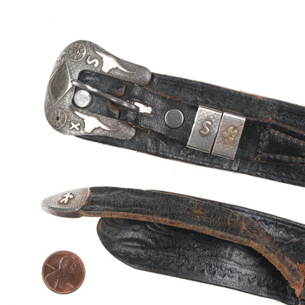 Vintage sterling/gold Longhorn, wagon wheels, western ranger belt buckle set