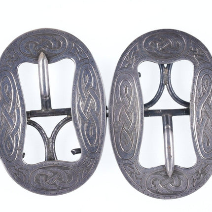 1911 Henry Tatton Edinburgh Scottish Sterling silver buckle set