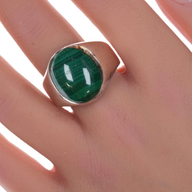 sz13+ Mexican Sterling Malachite ring